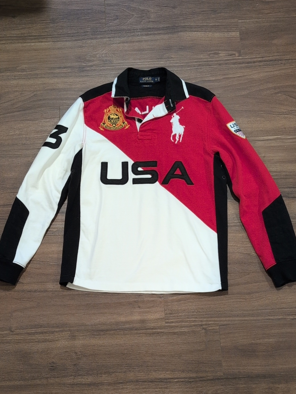 Polo by Ralph Lauren Red, White & Black USA Rugby Shirt